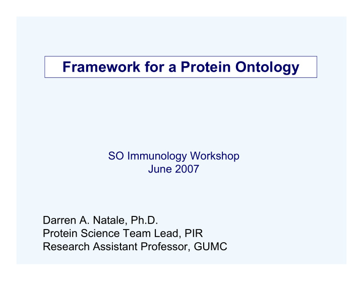 framework for a protein ontology