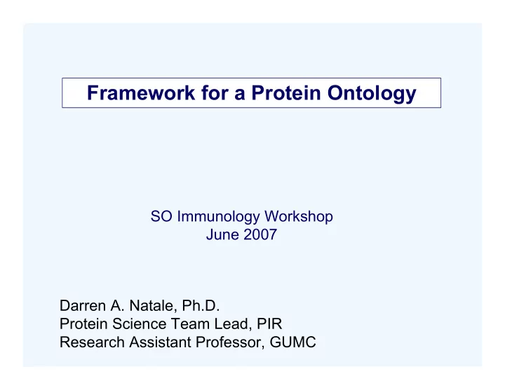 framework for a protein ontology