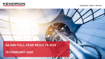 Q4 AND FULL-YEAR RESULTS 2019  18 FEBRUARY 2020  1  AGENDA  1.  Business review  2.  Strategic and