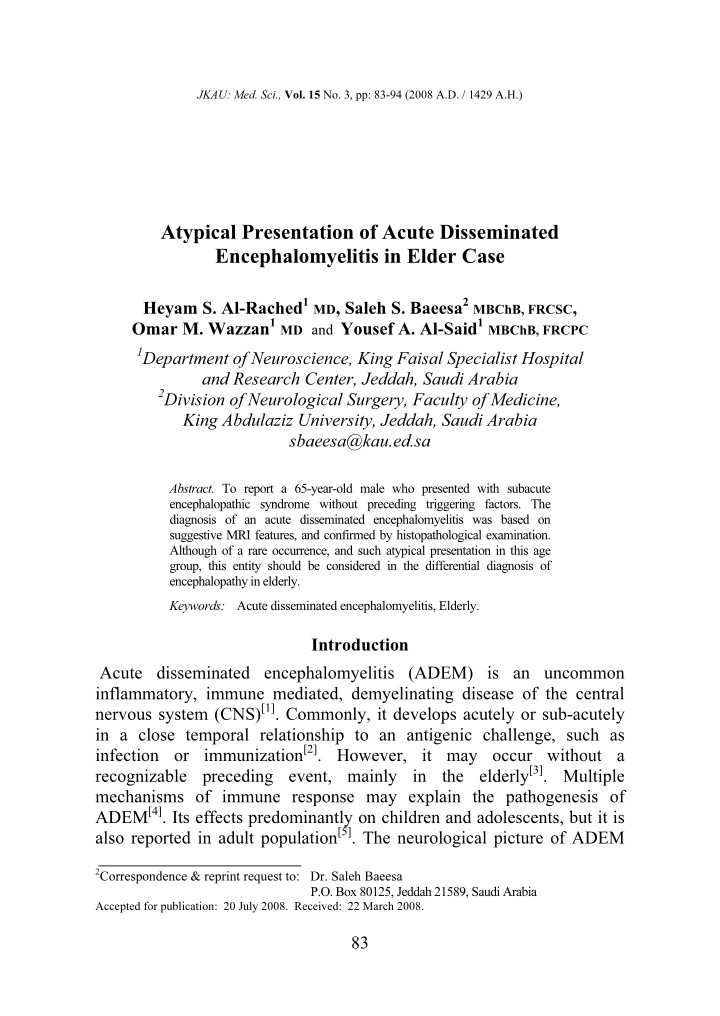 atypical presentation of acute disseminated