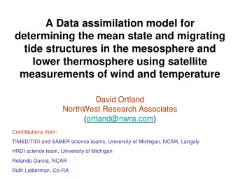 A Data assimilation model for  determining the mean state and migrating  tide structures in the