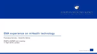 EMA experience on mHealth technology  Francesca Cerreta  Scientific Advice  PCWP &amp; HCPWP