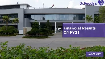 Fin  inanci  ancial  al Res  esults  ults  Q1  1 FY  FY21  21  Jul 29, 2020  1  |  Jul 29, 2020  |