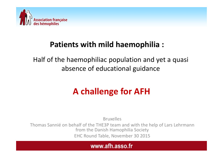 a challenge for afh