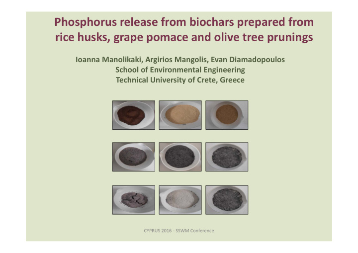 phosphorus release from biochars prepared from rice husks