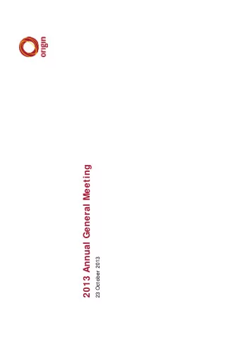 2013 Annual General Meeting  23 October 2013  Important Notice  p  Forward looking statements  This
