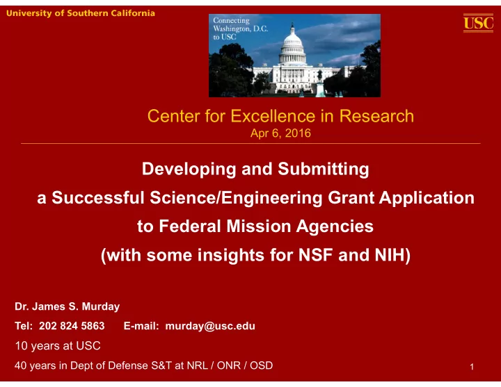 center for excellence in research