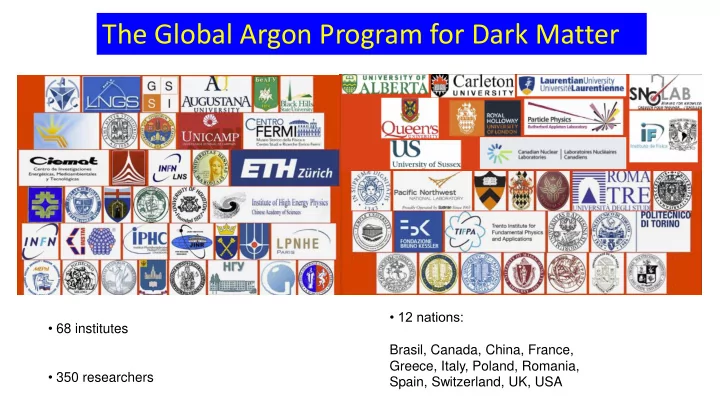 the global argon program for dark matter