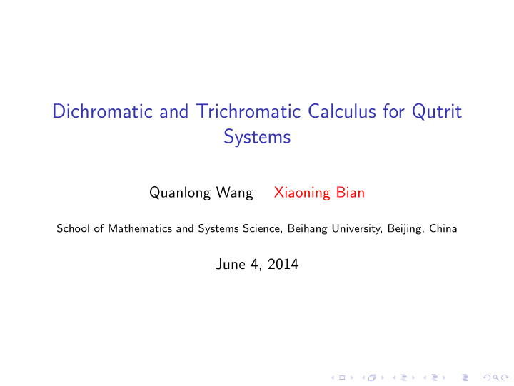 dichromatic and trichromatic calculus for qutrit systems