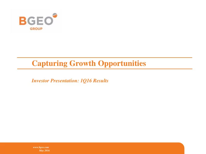 capturing growth opportunities