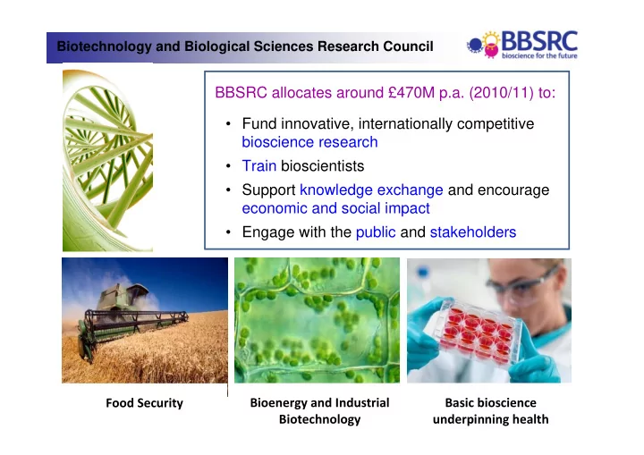 bbsrc allocates around 470m p a 2010 11 to fund