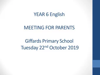 Tuesday 22 nd October 2019  Welcome to the Year 6 SATs  meeting for parents  Topics