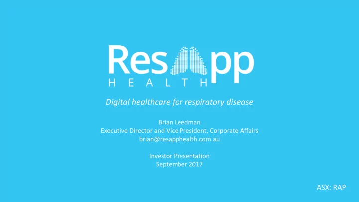 digital healthcare for respiratory disease