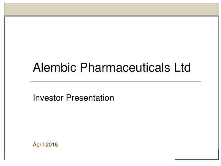 alembic pharmaceuticals ltd