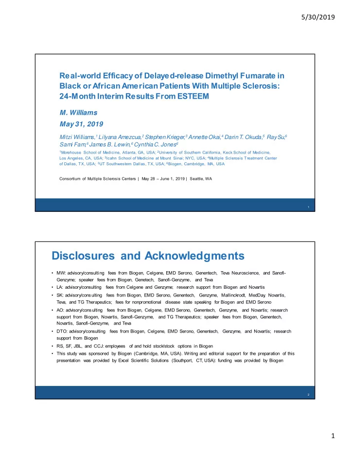 disclosures and acknowledgments