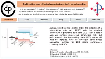 Abstract : Mixed halide perovskite allows the realization of a  light-emitting  solar  cell  (LESC)