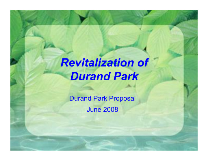 revitalization of durand park
