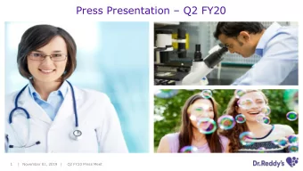 Press Presentation  Q2 FY20  1  |  November 01, 2019  |  Q2 FY20 Press Meet  Safe Harbor