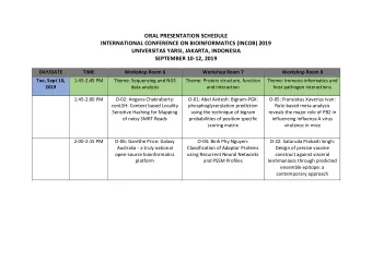 ORAL PRESENTATION SCHEDULE  INTERNATIONAL CONFERENCE ON BIOINFORMATICS (INCOB) 2019  UNIVERSITAS