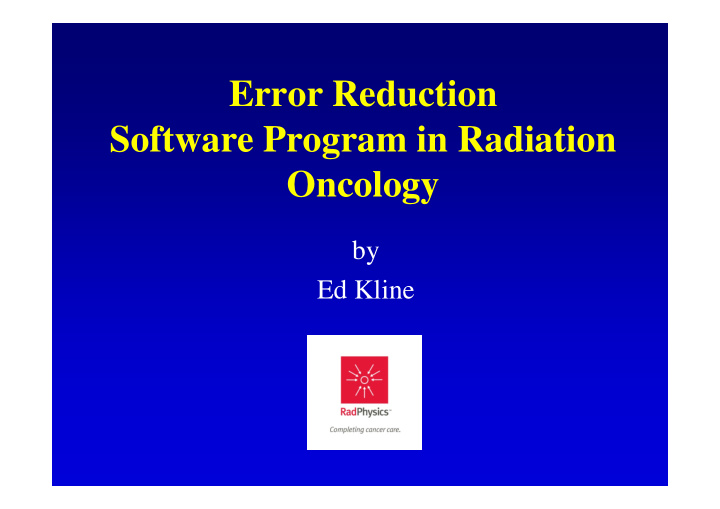 error reduction software program in radiation oncology