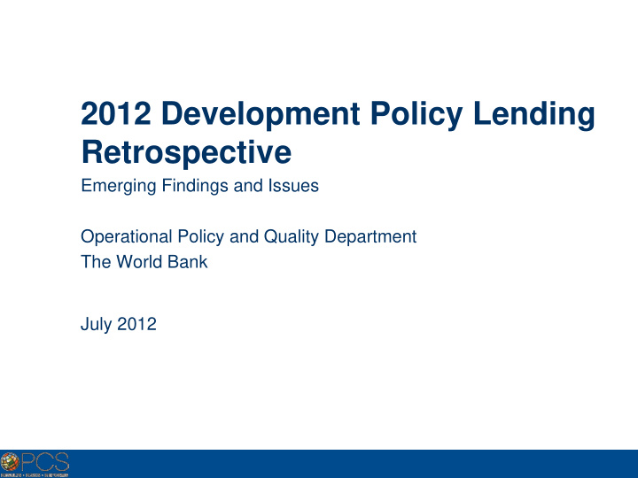 2012 development policy lending retrospective