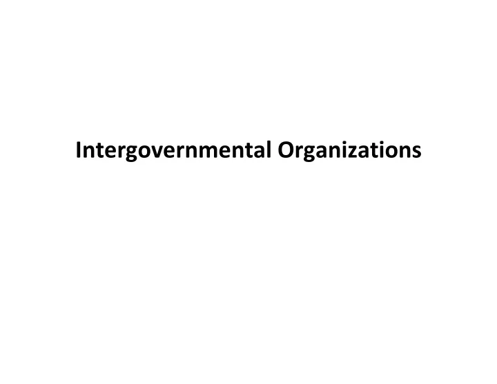 intergovernmental organizations categories of activities