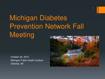 Michigan Diabetes  Prevention Network Fall  Meeting  October 28, 2015  Michigan Public Health