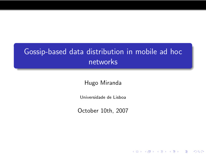 gossip based data distribution in mobile ad hoc networks