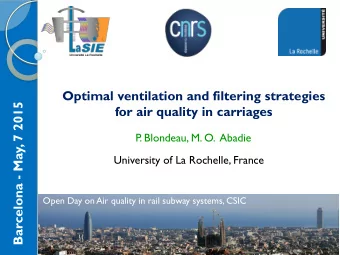 Optimal ventilation and filtering strategies  Barcelona - May, 7 2015 for air quality in carriages