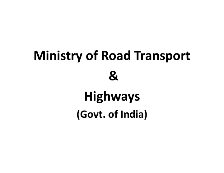 ministry of road transport highways