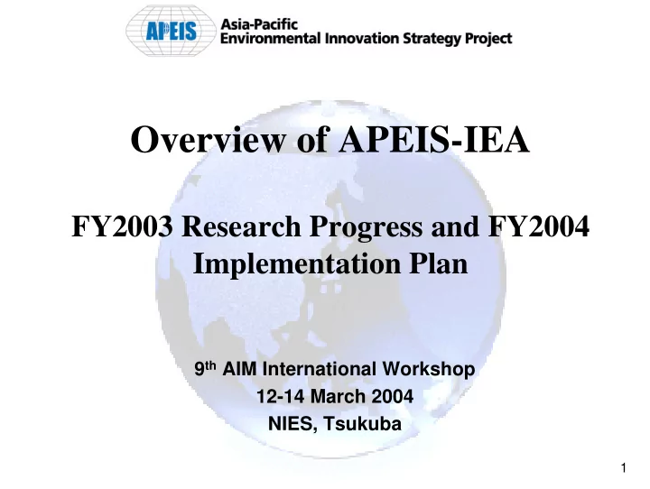 overview of apeis iea