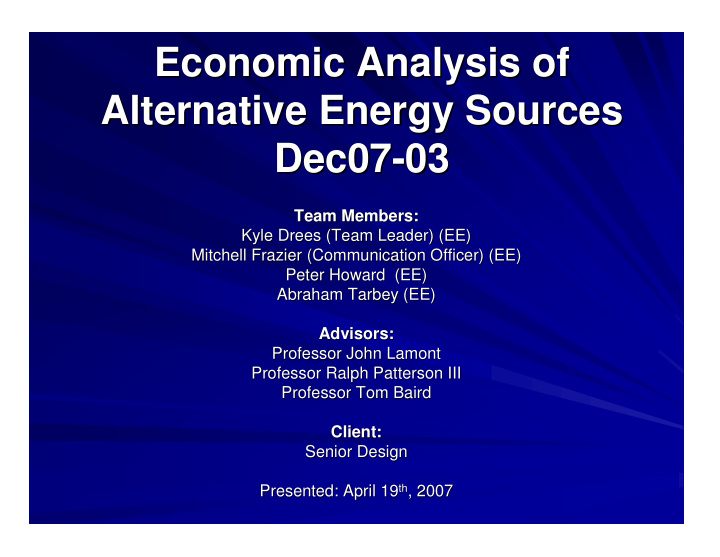 economic analysis of economic analysis of alternative