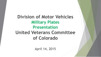 Division of Motor Vehicles  Military Plates  Presentation  United Veterans Committee of Colorado