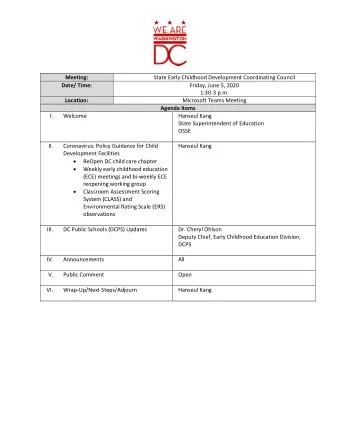 Meeting:  State Early Childhood Development Coordinating Council  Date/ Time:  Friday, June 5, 2020