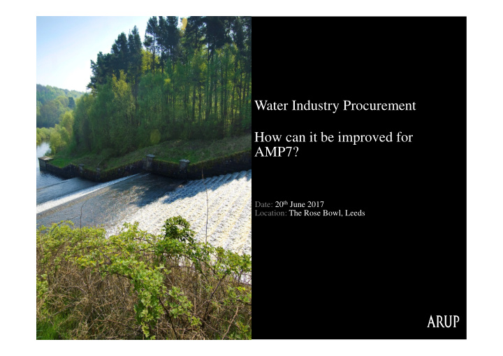 water industry procurement how can it be improved for amp7
