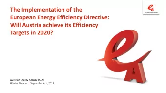 The Implementation of the  European Energy Efficiency Directive:  Will Austria achieve its