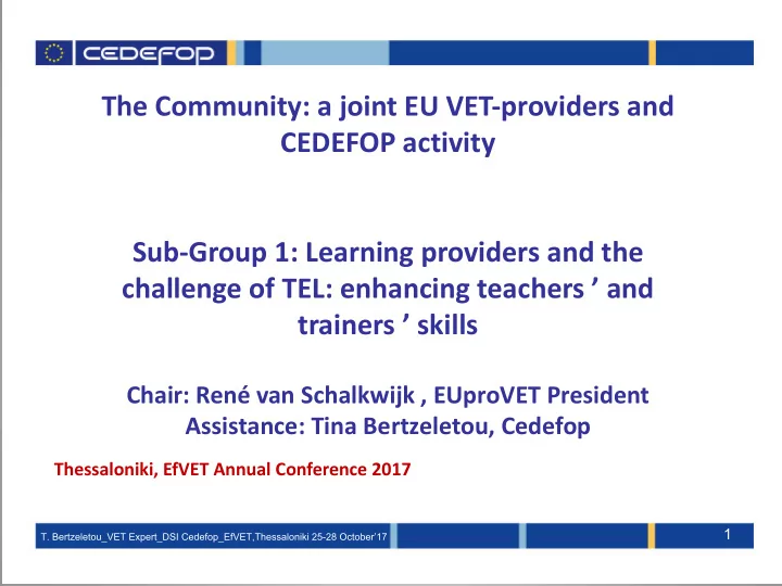 the community a joint eu vet providers and cedefop