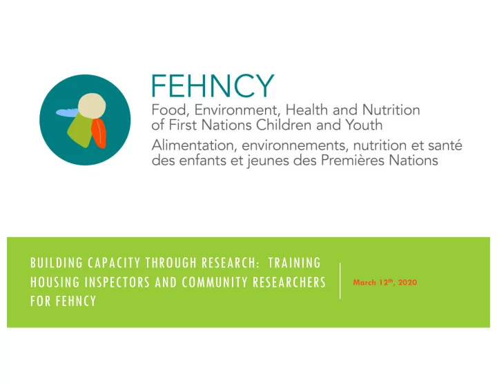 building capacity through research training housing