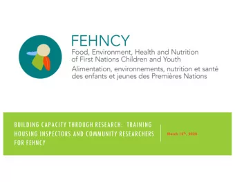 BUILDING CAPACITY THROUGH RESEARCH: TRAINING  HOUSING INSPECTORS AND COMMUNITY RESEARCHERS March 12
