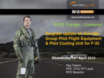 Group Pilot Flight Equipment &amp; Pilot Cooling Unit for F-35 Wednesday 18 th April 2012  Ray