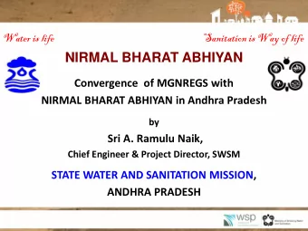 NIRMAL BHARAT ABHIYAN  Convergence  of MGNREGS with  NIRMAL BHARAT ABHIYAN in Andhra Pradesh  by