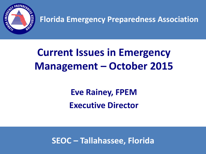 current issues in emergency management october 2015