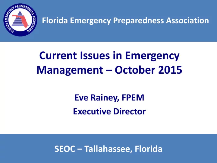 current issues in emergency management october 2015