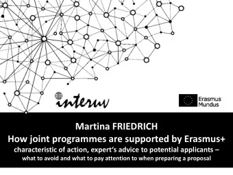 Martina FRIEDRICH  How joint programmes are supported by Erasmus+ characteristic of action,