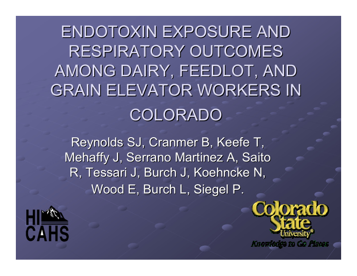 endotoxin exposure and endotoxin exposure and respiratory