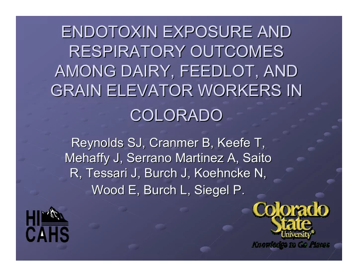 endotoxin exposure and endotoxin exposure and respiratory
