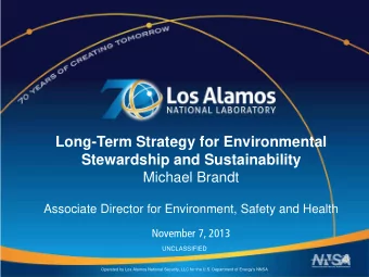 Long-Term Strategy for Environmental  Stewardship and Sustainability  Michael Brandt  Associate
