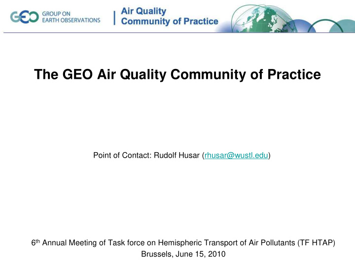 the geo air quality community of practice