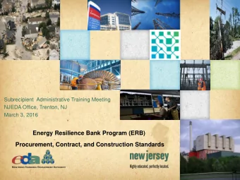 Energy Resilience Bank Program (ERB)  Procurement, Contract, and Construction Standards  NJEDA ERB