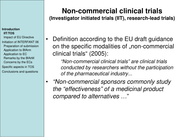 non commercial clinical trials